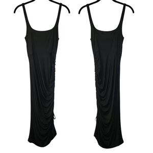 Intimately Free People Black Slinky Stretchy Ruched Side Little Black Dress Sz S
